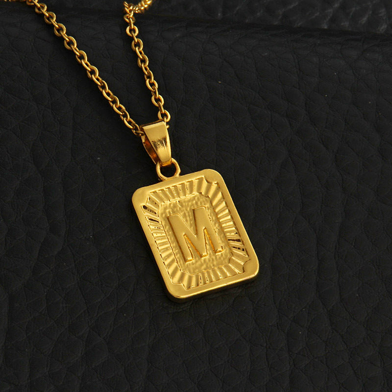 Initial Gold Bar Pendant