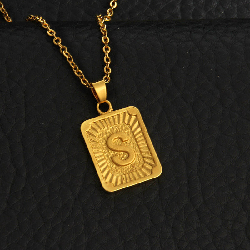 Initial Gold Bar Pendant