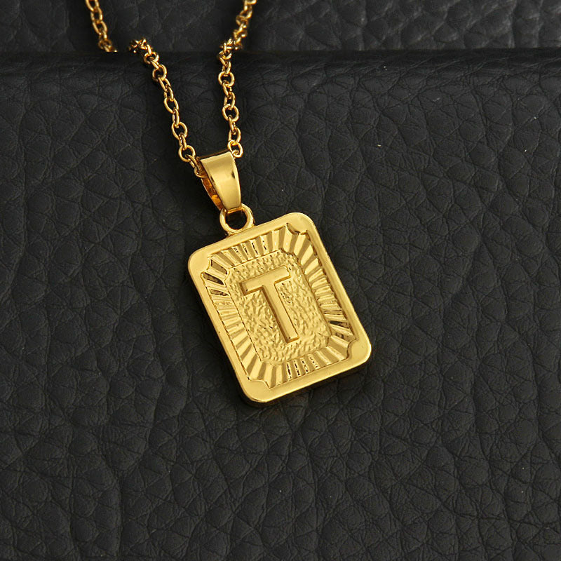 Initial Gold Bar Pendant