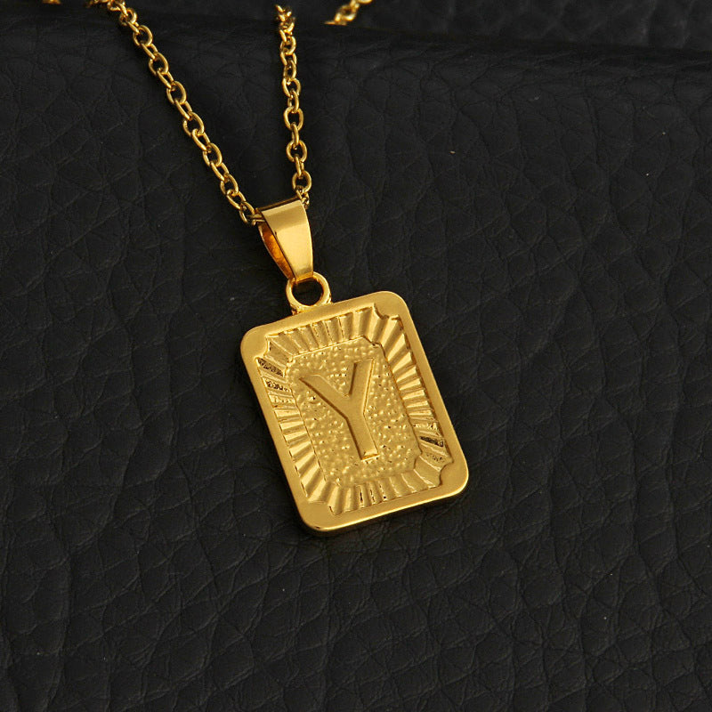 Initial Gold Bar Pendant