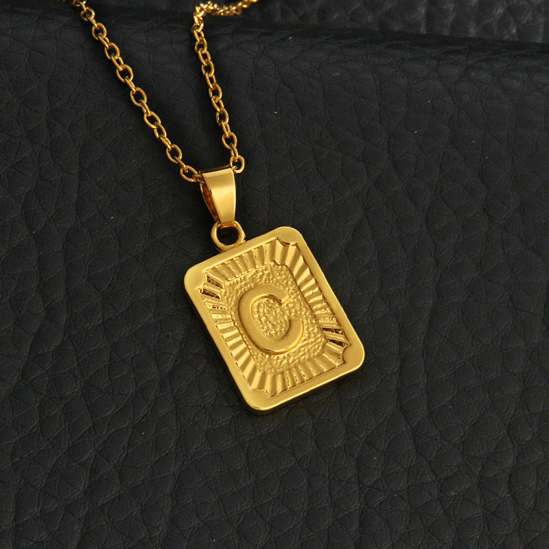 Initial Gold Bar Pendant