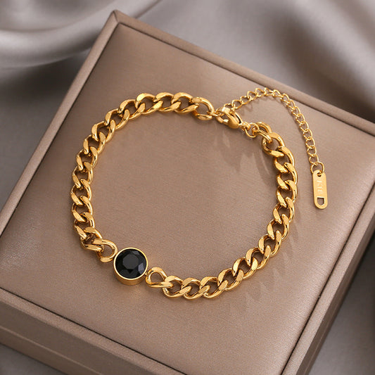 Black Gemstone Adjustable Bracelet