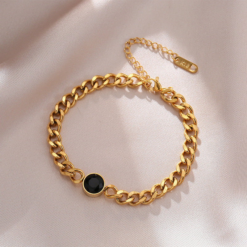 Black Gemstone Adjustable Bracelet